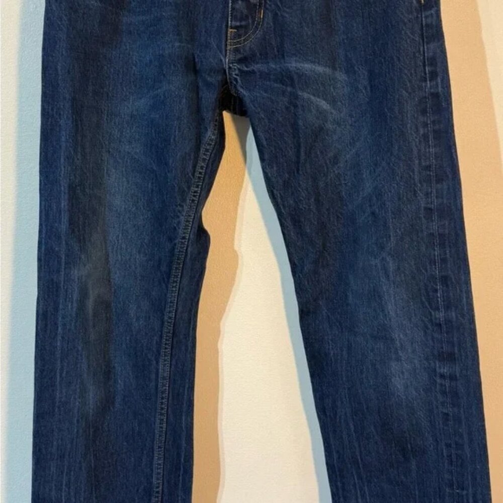 Men's Selvedge Slim Straight Blue Jeans - Picture 5 of 7